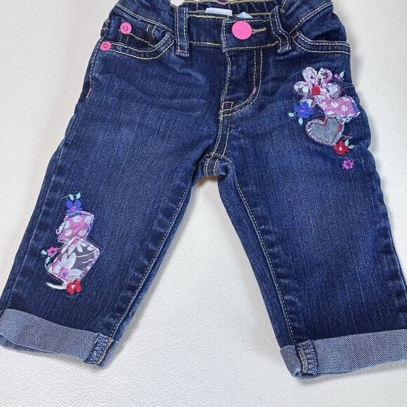 Est 1989 Place Babygirl Children's Place Stretch jeans 6-9 months with Patchwork - Picture 1 of 6